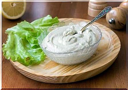 Homemade mayonnaise with cress