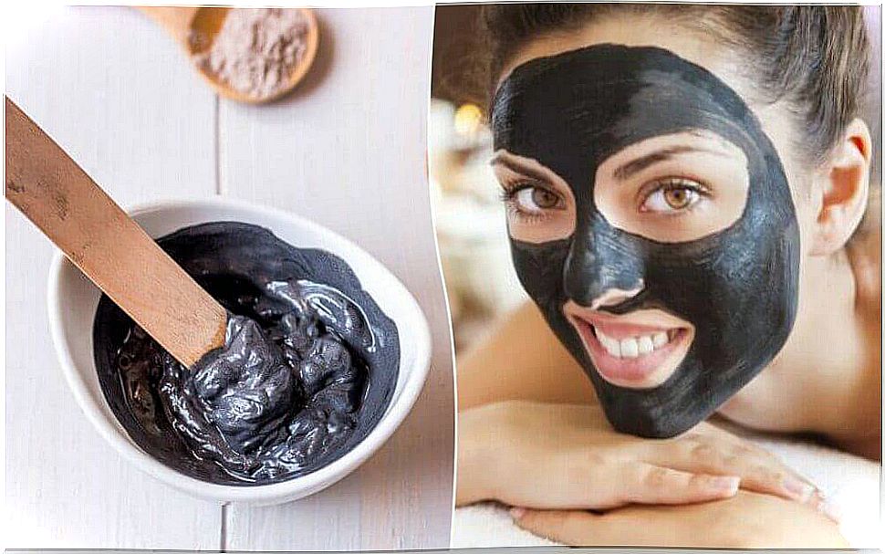 Black face mask against pimples and blackheads